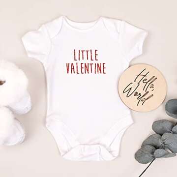 Printique Organic GOTS Certified Baby Onesie Unisex Bodysuit 0-18 months - Little Valentine | Cute Valentine's Day (Little Valentine, 0-3 Months)