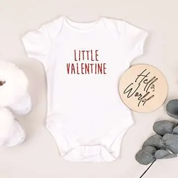 Printique Organic GOTS Certified Baby Onesie Unisex Bodysuit 0-18 months - Little Valentine | Cute Valentine's Day (Little Valentine, 0-3 Months)