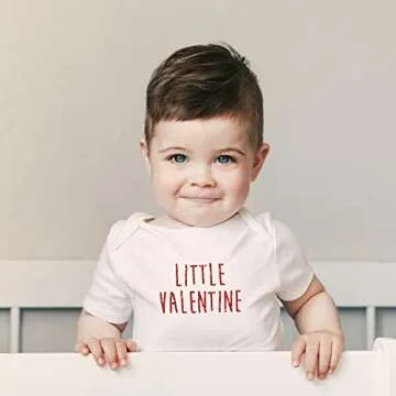 Printique Organic GOTS Certified Baby Onesie Unisex Bodysuit 0-18 months - Little Valentine | Cute Valentine's Day (Little Valentine, 0-3 Months)