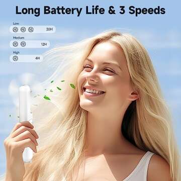 HZSK Handheld Mini Fan, Portable Foldable Fan with Power Bank, USB Rechargeable Small Pocket Fan, Battery Operated Personal Fan with 3 Speeds for Women Outdoor Travel (White)