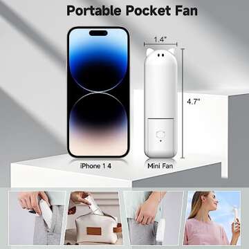 HZSK Handheld Mini Fan, Portable Foldable Fan with Power Bank, USB Rechargeable Small Pocket Fan, Battery Operated Personal Fan with 3 Speeds for Women Outdoor Travel (White)