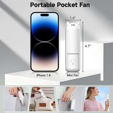 HZSK Handheld Mini Fan, Portable Foldable Fan with Power Bank, USB Rechargeable Small Pocket Fan, Battery Operated Personal Fan with 3 Speeds for Women Outdoor Travel (White)