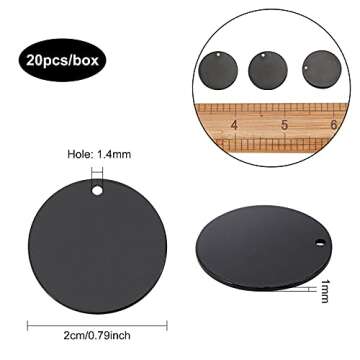 BENECREAT 20PCS 304 Stainless Steel Stamping Blank Tags 0.8Inch Diameter Round Black Metal Tags with...