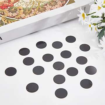 BENECREAT 20PCS 304 Stainless Steel Stamping Blank Tags 0.8Inch Diameter Round Black Metal Tags with Hole for Jewelry Craft Projects Pets Tags