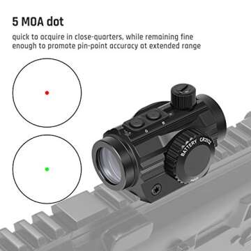 Feyachi RDS-36 1x22mm 5 MOA Red & Green Dot Sight Red & Green Dot Scope with 0.83” Riser Mount Absolute Co-Witness Height