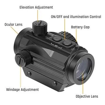Feyachi RDS-36 1x22mm 5 MOA Red & Green Dot Sight Red & Green Dot Scope with 0.83” Riser Mount Absolute Co-Witness Height