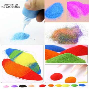 Fottaqqan 12 Pcs Art Sand,Colored Sand Kit,DIY Arts & Crafts Sand for Kids,Fine Sand for Wedding Decor,Painting,Children