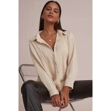 CHYRII Women's Textured Long Sleeve Blouse for Any Occasion