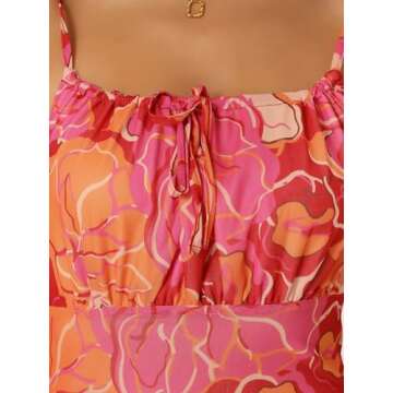 Allegra K Boho Floral Dresses for Women's Sleeveless Spaghetti Strap Maxi Dress Small Pink