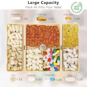 FYY 2 Pcs Daily Pill Organizer, 7 Compartments Portable Pill Case Travel Pill Organizer,[Folding Des...
