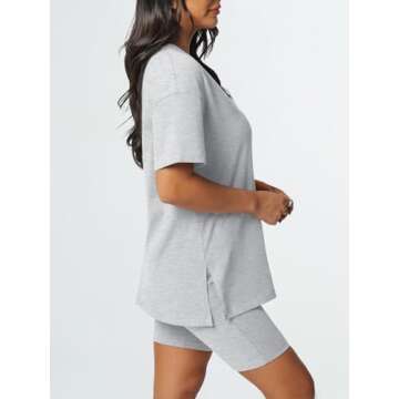 AUTOMET Womens 2 Piece Outfits Summer Sets Lounge Matching V Neck Tops 2024 Biker High Waist Shorts Spring Vacation Beach Cruise Trendy Sweatsuits