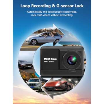 Dash Cam Front and Rear, Mini Dash Cam 2.5K QHD with 32GB SD Card, 2.45 inch IPS Screen, 2 Mounting Ways, Night Vision, WDR, Accident Lock, Loop Recording, Parking Monitor