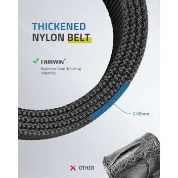 FAIRWIN Tactical Belts for Men, Military Style Webbing Riggers Web Gun Belt with Heavy-Duty Quick-Release Metal Buckle (M 36"-42"), Black