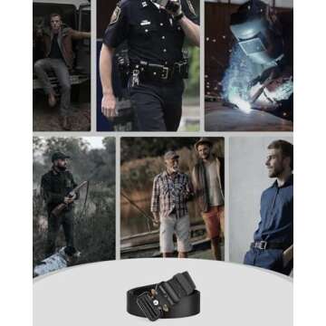 FAIRWIN Tactical Belts for Men, Military Style Webbing Riggers Web Gun Belt with Heavy-Duty Quick-Release Metal Buckle (M 36"-42"), Black