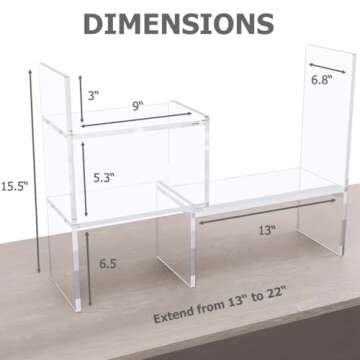 Adjustable Acrylic Desk Shelf for Top of Desk: Clear Desktop Shelf, Premium Desktop Bookshelf Organi...