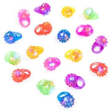 Super Z Outlet Colorful LED Light Up Jelly Rubber Rings – 18 Pack for Parties & Events