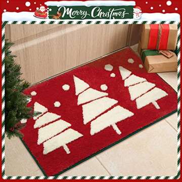 RORA Christmas Bathroom Decor Red Bathroom Rugs for Cute Bath Mat Non-Slip Funny Bath Rug Plush Wate...