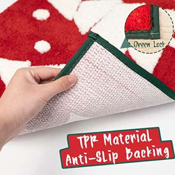 RORA Christmas Bathroom Decor Red Bathroom Rugs for Cute Bath Mat Non-Slip Funny Bath Rug Plush Water Absorbent Washable,20”x32”