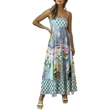 Women Cute Print Maxi Cami Dress for All Occasions