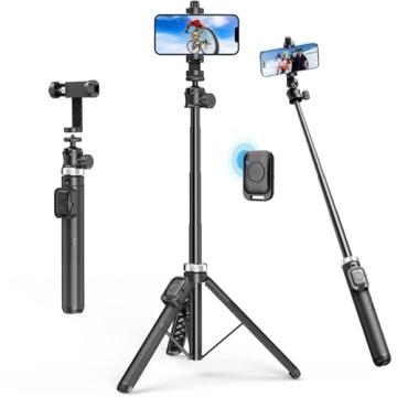 MIIASI 62" Phone Tripod - Extendable Selfie Stick with 360° Ball Head