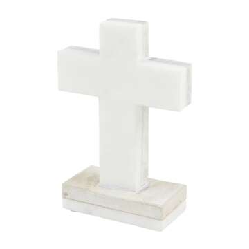 Mud Pie White Marble Wood Cross: Stylish Decorative Faith Piece