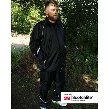 Salzmann 3M Water Resistant Rain Suit - Reflective Rain Coat and Rain Pants - Made with 3M Scotchlite Reflective Material
