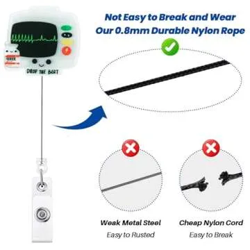 Drop The Beat Badge Reel, Funny ER ICU Nurse Badge Reel, Retractable RN Nurse Badge Holder, Cardiac Badge Reel, Nursing Student ID Badge Clip, CNA MA Medical Worker Nurse Accessories for Work