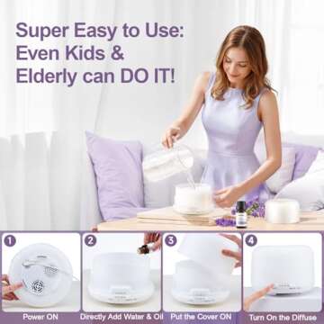 Diffusers For Essential Oils Large Room 500ML+6 Oil Set, Bluetooth Speaker+Remote+8 RGB Lights Essentail Oil Diffuser Large Room, Easy To Use & 23Db Quiet Oil Diffuser Large Room, Diffusers for Home