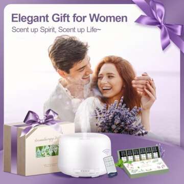 Diffusers For Essential Oils Large Room 500ML+6 Oil Set, Bluetooth Speaker+Remote+8 RGB Lights Essentail Oil Diffuser Large Room, Easy To Use & 23Db Quiet Oil Diffuser Large Room, Diffusers for Home