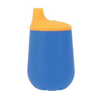 Nuby First Training Cup Set - Silicone Tumbler with Spout and Straw Combo - 4 oz - 6+ Months - Blue