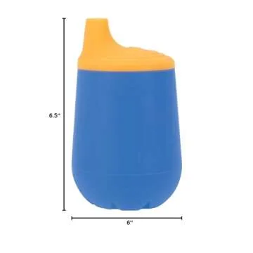 Nuby First Training Cup Set - Silicone Tumbler with Spout and Straw Combo - 4 oz - 6+ Months - Blue