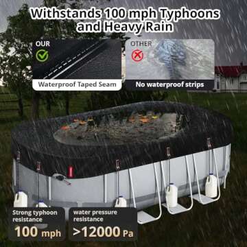 QH.HOME Ultimate Windproof Oval Pool Cover for Summer Protection