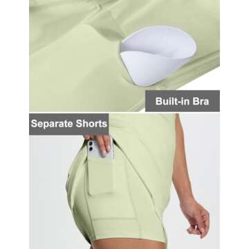 Chic Square Neck Tennis Dress with Shorts and Pockets