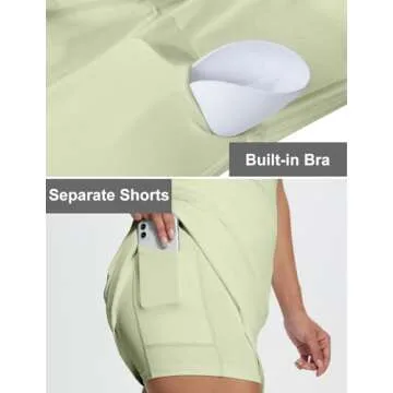 Chic Square Neck Tennis Dress with Shorts and Pockets