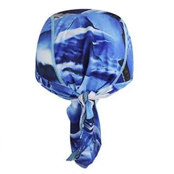 Quick Dry Beanie Headwear Sweat Wicking Dew Rag Cycling Bandana Running Beanie Sun UV Protection Skull Cap Sea Blue