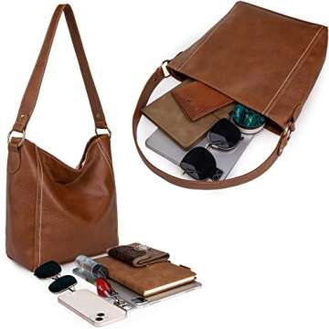 Montana West Purses for Women Vegan Leather Shoulder Purses and Handbags Hobo Bags for Women MWC-070BR