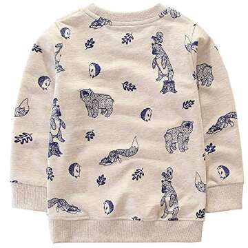 Baby Boys Crewneck Sweatshirts,Cute Long Sleeve Shirt Fall Clothes Outfits Bear 2T