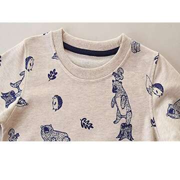Baby Boys Crewneck Sweatshirts,Cute Long Sleeve Shirt Fall Clothes Outfits Bear 2T