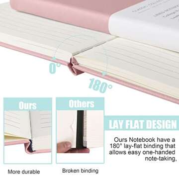 Stylish EMOMAS Lined Journal Notebook - 160 Pages, Pink
