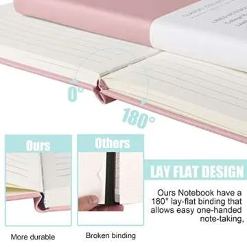 Stylish EMOMAS Lined Journal Notebook - 160 Pages, Pink
