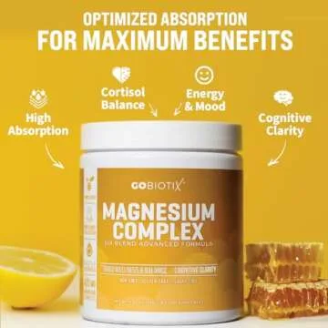 GoBiotix Magnesium Glycinate Powder - Magnesium Complex Supplement with Citrate, Malate, and Glutami...