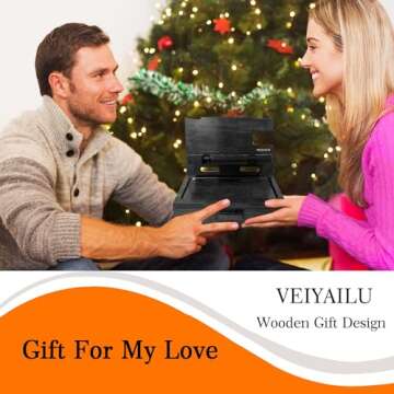 VEIYAILU Gifts for Him Husband Boyfriend Son Men Nightstand Organizer Wood Phone Docking Station Gift Ideas for Father's Day, Christmas, and Valentine's Day (Black)