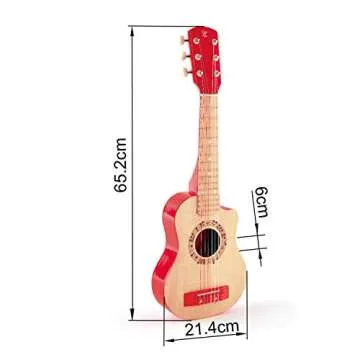 Hape Kid's Flame First Musical Guitar| 26 Inch Musical Instrument with Vibrant Sound and Tunable Nylon Strings, Red