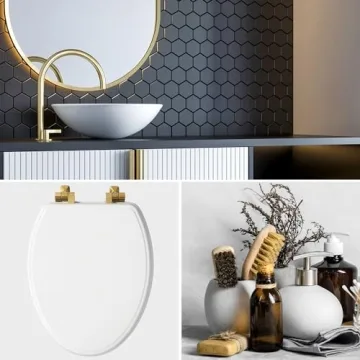 Stylish Mayfair Benton Toilet Seat with Gold Hinges