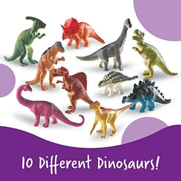 Learning Resources Dinosaur Counters, Set of 60 Colored Dinosaurs, Fine Motor Toy, Ages 3+, multi-color