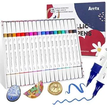 Arrtx Metallic Paint Pens - 18 Colors Dual-Tip Markers