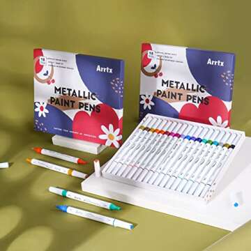 Arrtx Metallic Paint Pens - 18 Colors Dual-Tip Markers