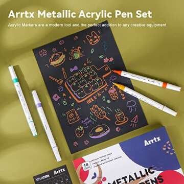 Arrtx Metallic Paint Pens - 18 Colors Dual-Tip Markers
