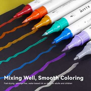 Arrtx Metallic Paint Pens - 18 Colors Dual-Tip Markers