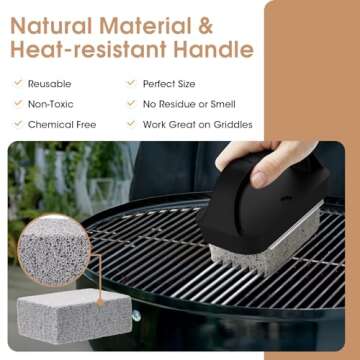 AWEASROY Heavy Duty Grill Cleaner, Grill Cleaning Bricks with Handle, Pumice Griddle Cleaning Stone Removing Stains for BBQ, Swimming Pool, Sink(4 Pack)